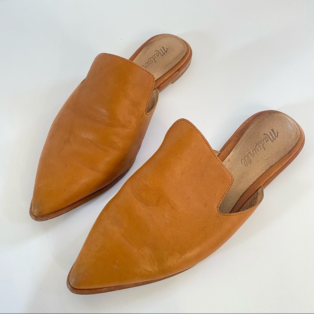 Madewell Womens Gemma Mule Flat Shoes Brown Leather Slip On Pointed Toe 6.5